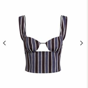 Lioness Striped Bustier Crop Top in Navy, Black & White